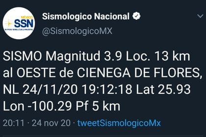 Informe Sismológico Nacional del Terremoto de Nuevo León