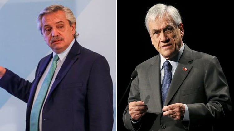 Los presidentes de Argentina, Alberto Fernández, y de Chile, Sebastían Piñera