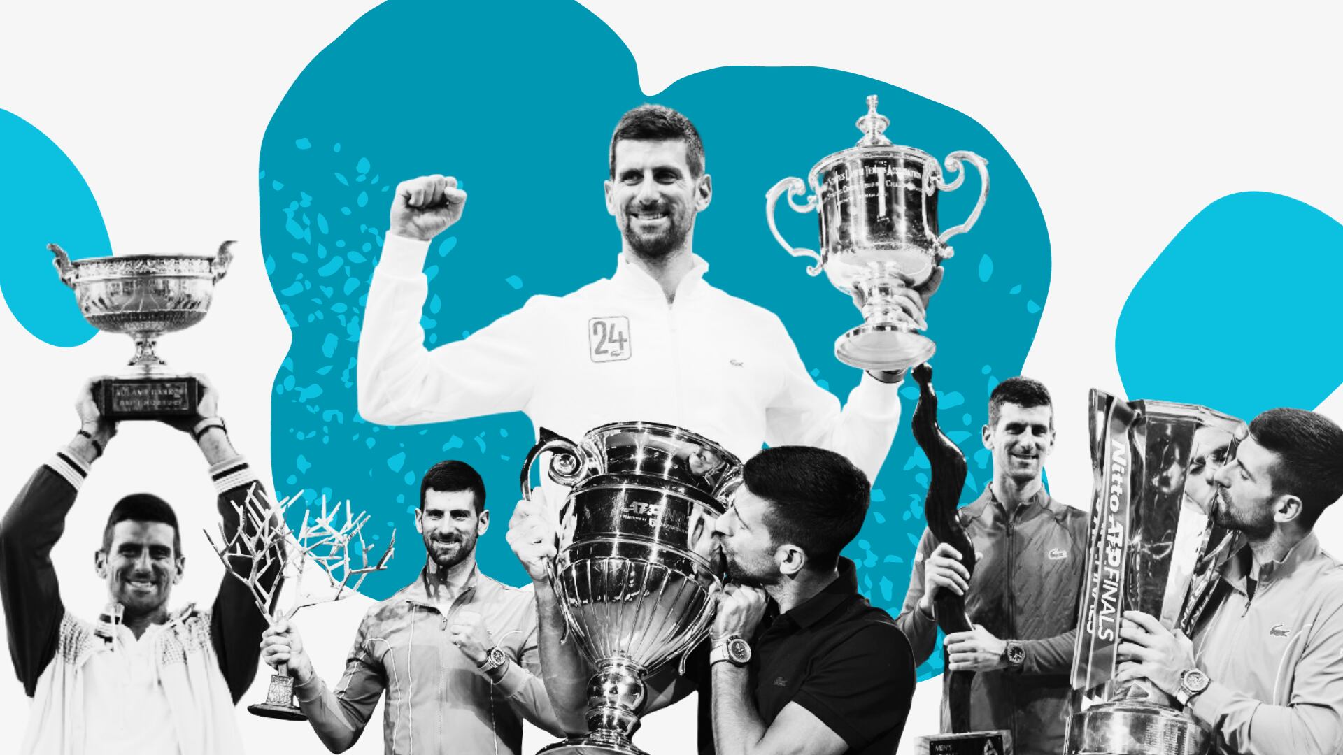 Todos los títulos que ha conseguido Novak Djokovic en 2023. (Ilustración Infobae España)