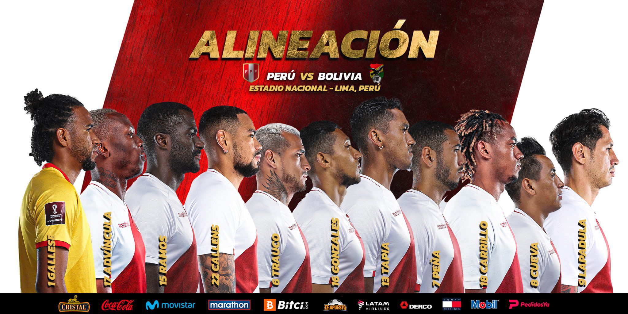 Peru vs.  Bolivia confirmed lineup