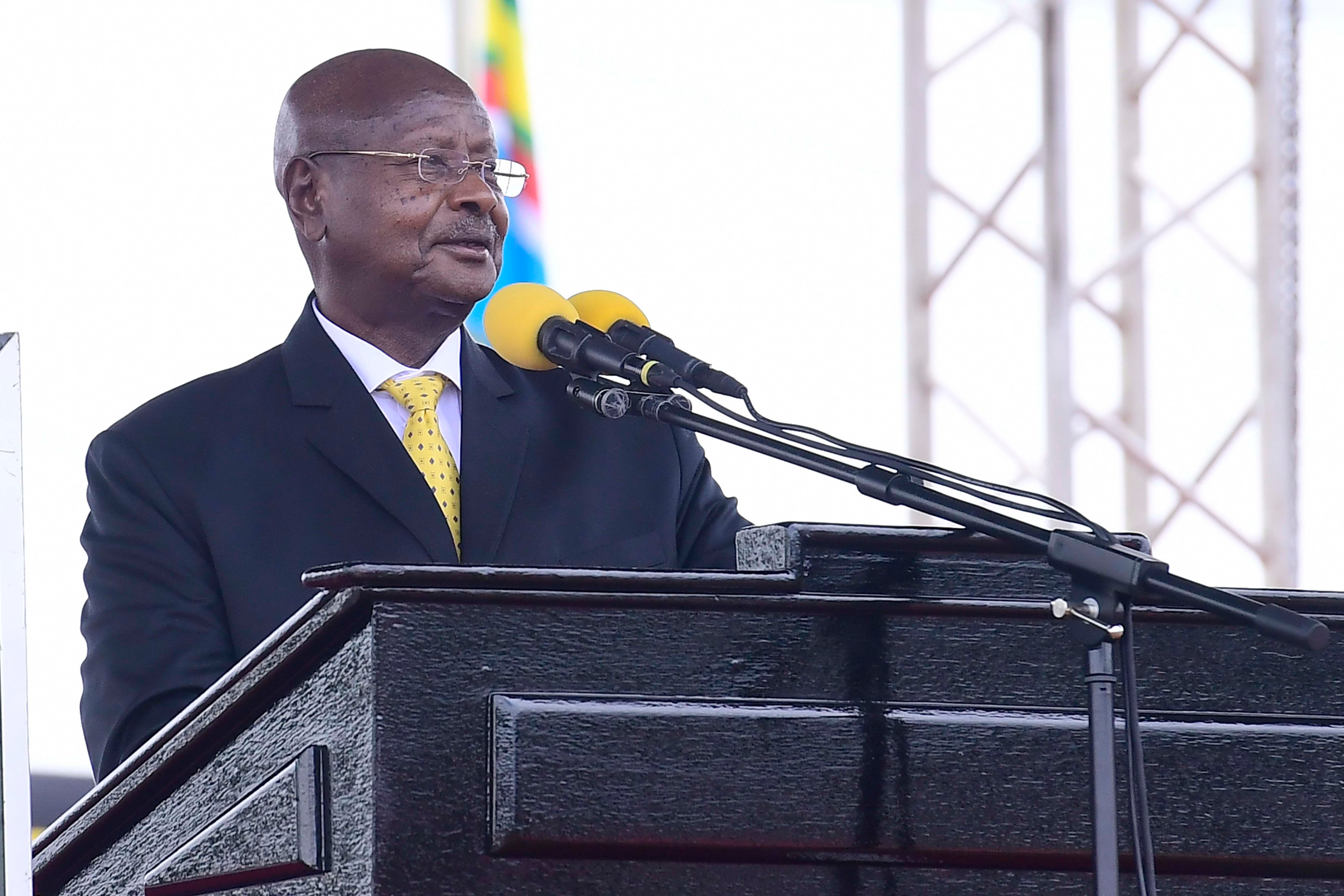 Ugandan President Yoweri Museveni during the swearing-in of his sixth term in May 2021 (Reuters)