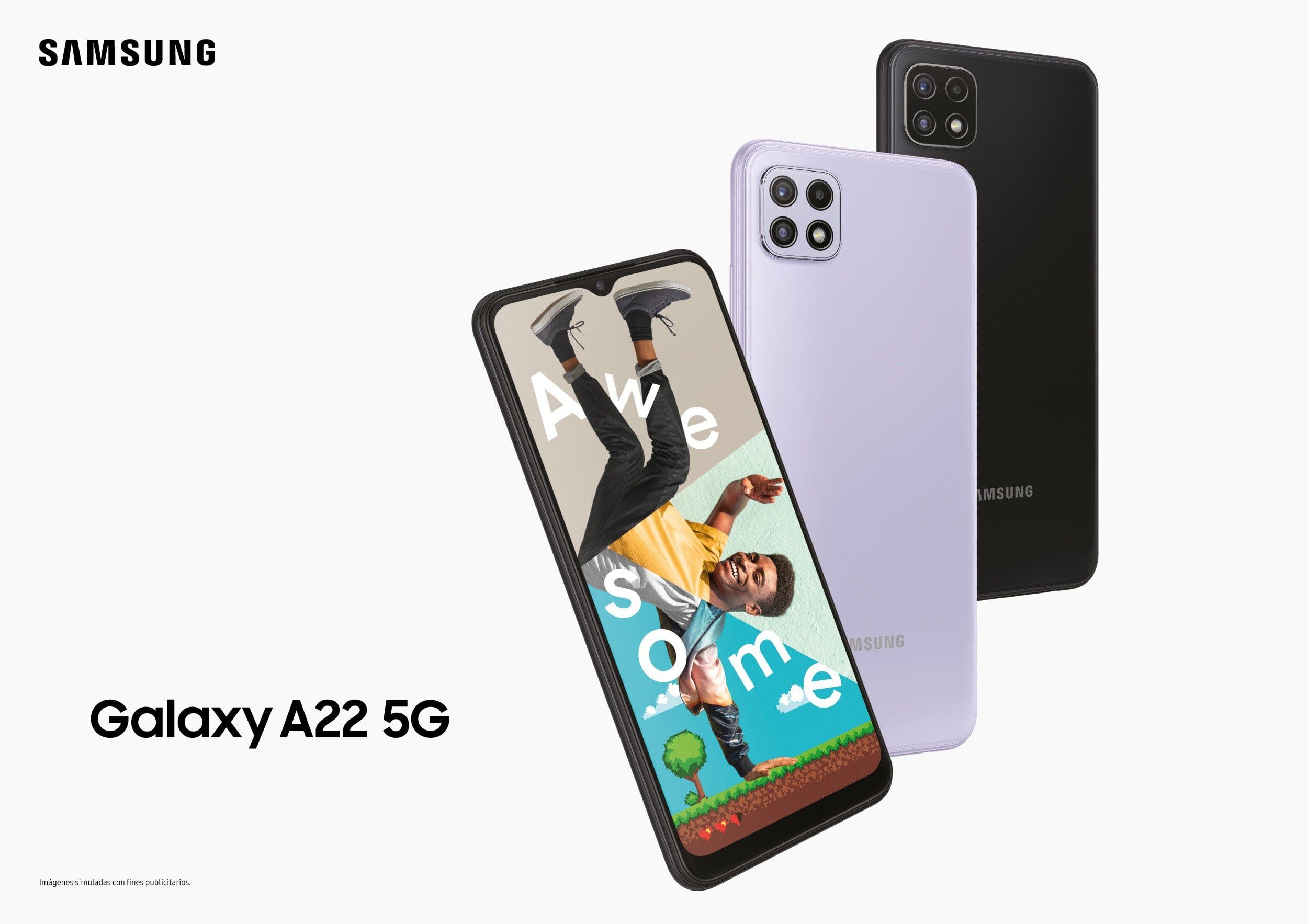 Galaxy A22 tiene soporte de datos 5G y cuenta con una pantalla con tasa de refresco de 90 hercios (Hz), presente también en la versión 4G. (Europa Press)