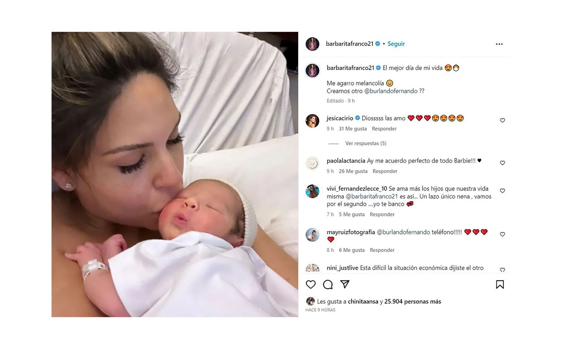 Barby Franco recordó el nacimiento de su hija (Instagram)