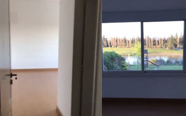 El cuarto de Matilda con un gran ventanal que da a un lago. Fotos: Youtube.