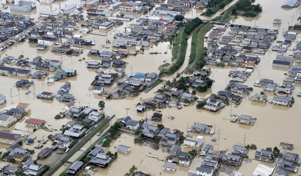 Innundaciones en Kurashiki, Okayama (Reuters)