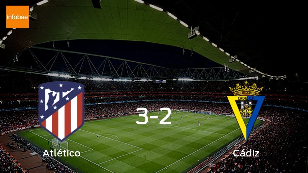 Atlético de Madrid suma tres puntos más frente a Cádiz 3-2