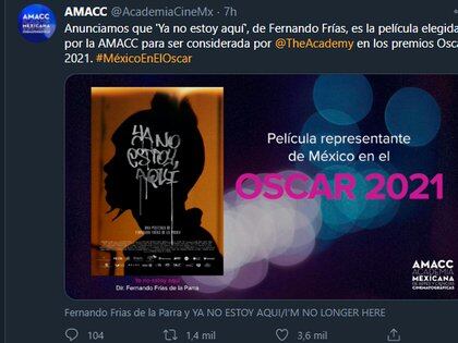 Los usuarios de las redes sociales se entusiasman y se burlan de la selección. "ya no estoy aquí" representa a México en los Oscar