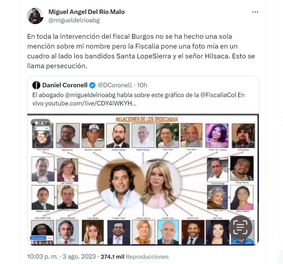 Reacciones de involucrados en el caso de Nicolás Petro. Twitter.