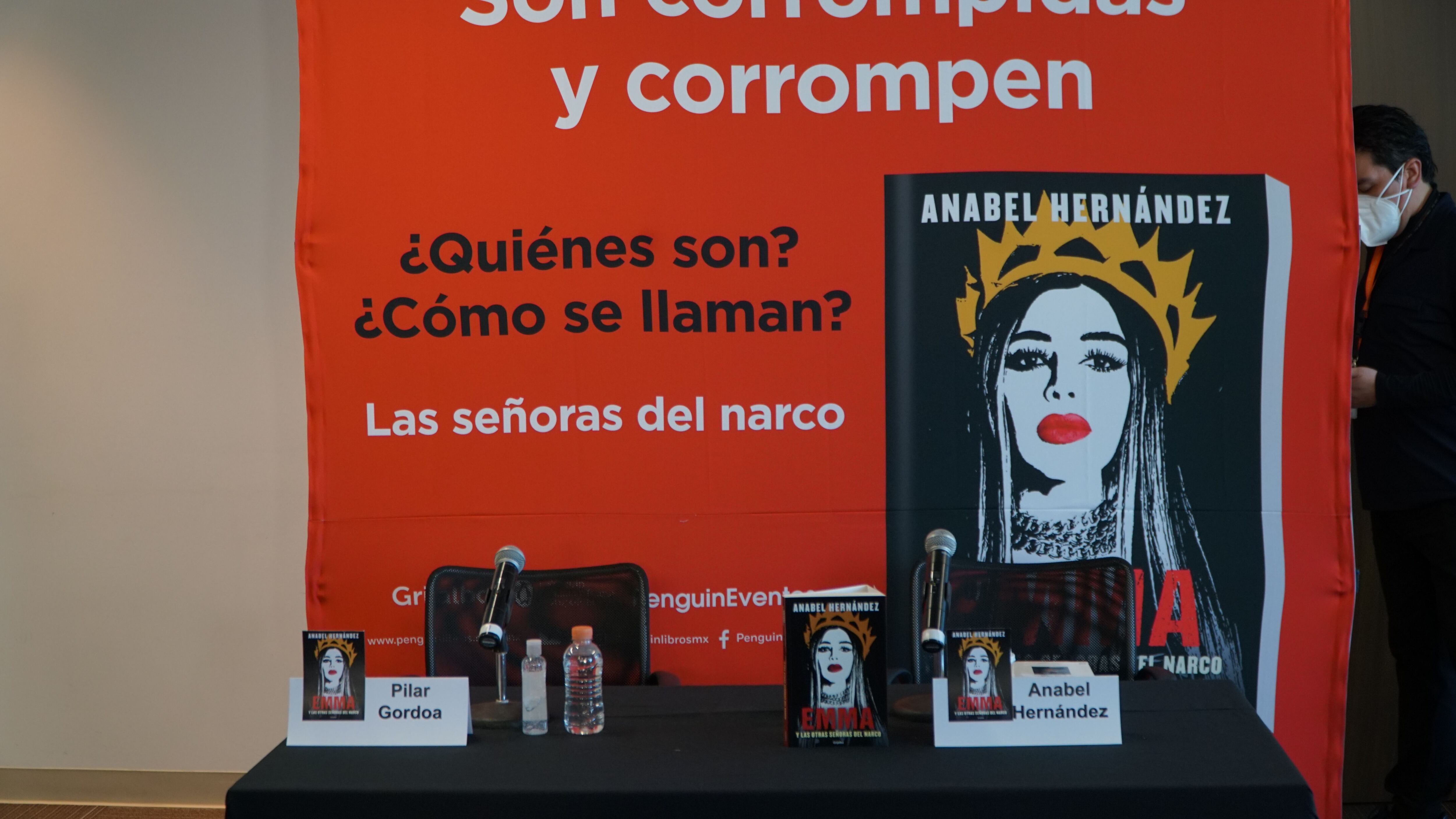 Anabel Hernández at a press conference