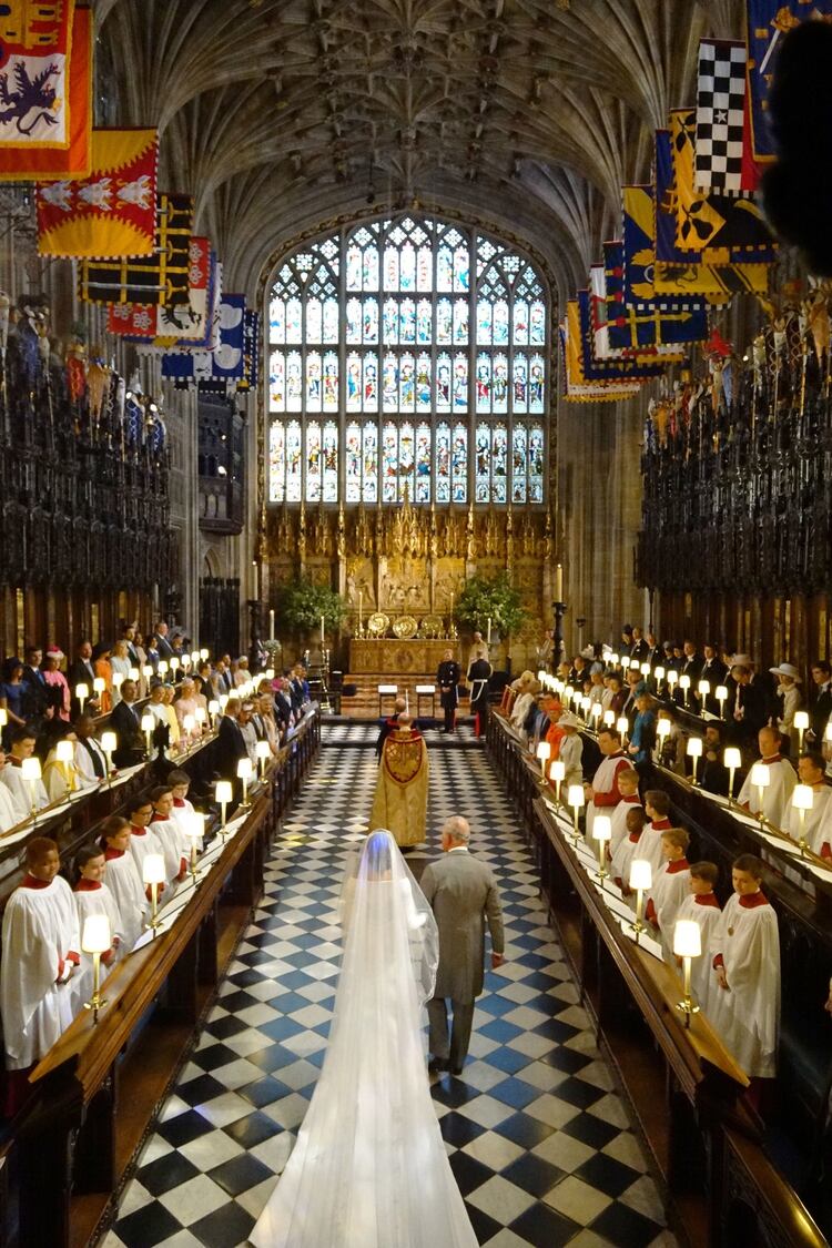 La boda de Harry y Meghan Markle en la Capilla de St. George, el 19 de mayo de 2018 (AFP)