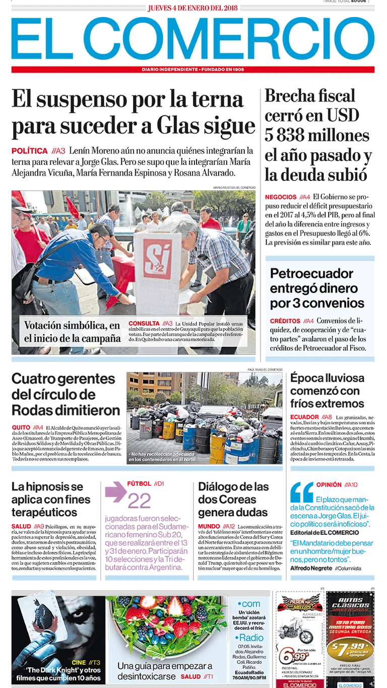 El Comercio Ecuador Jueves 04 De Enero De 2018 Infobae