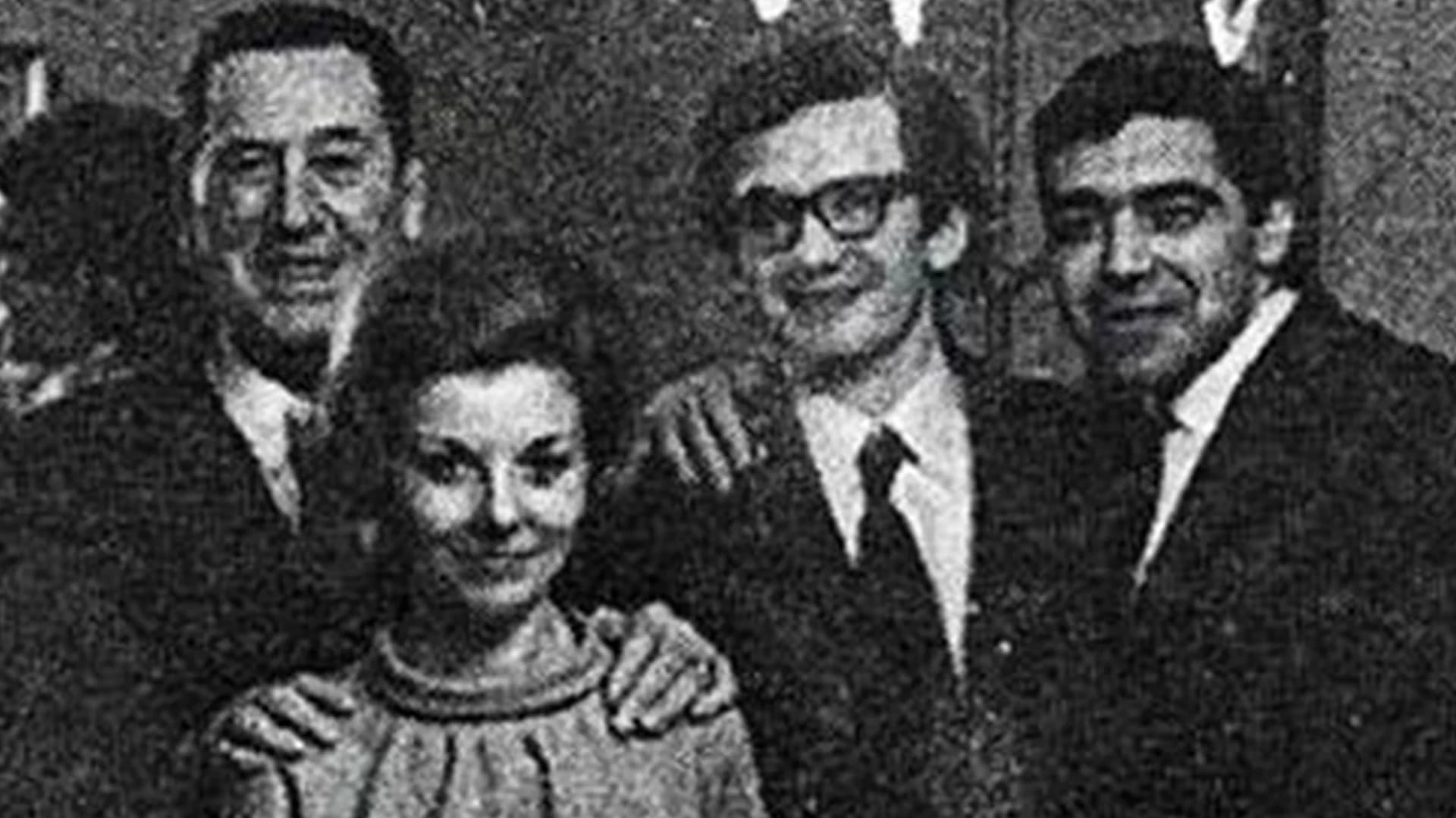 Visitando a Perón en Madrid, años 60. Isabel, Fabio Bellomo y Alejandro Alvarez (der)