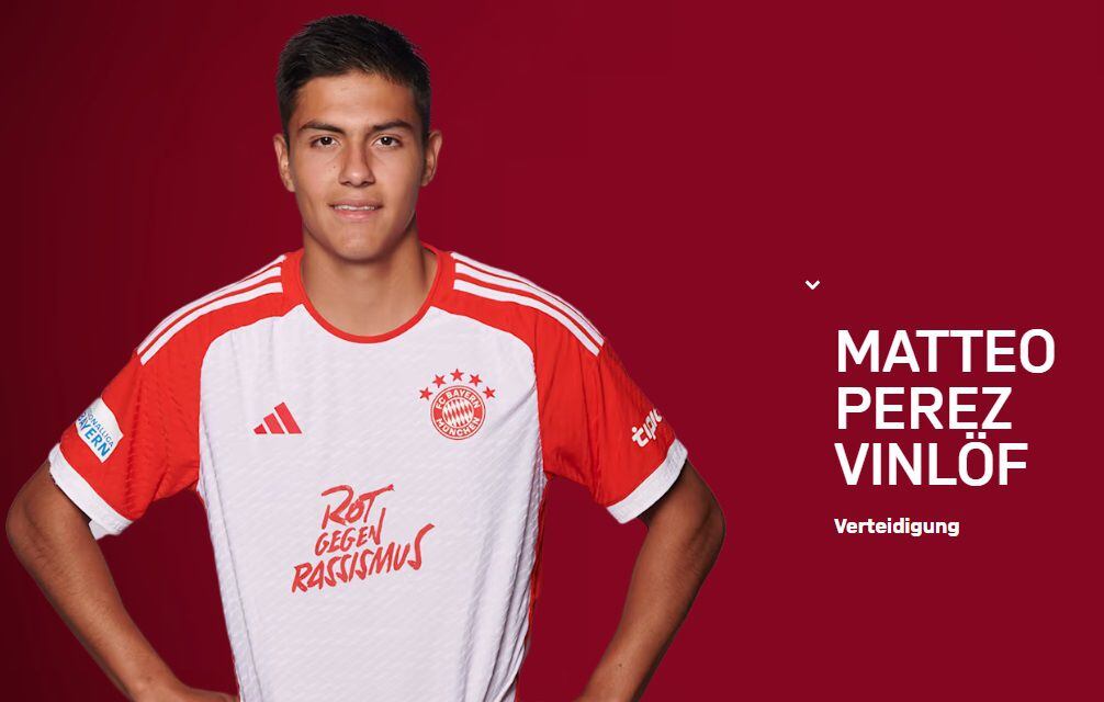 Matteo Pérez Vinlöf llegó al Bayern Múnich a inicios del 2022. - Crédito: fcbayern.com