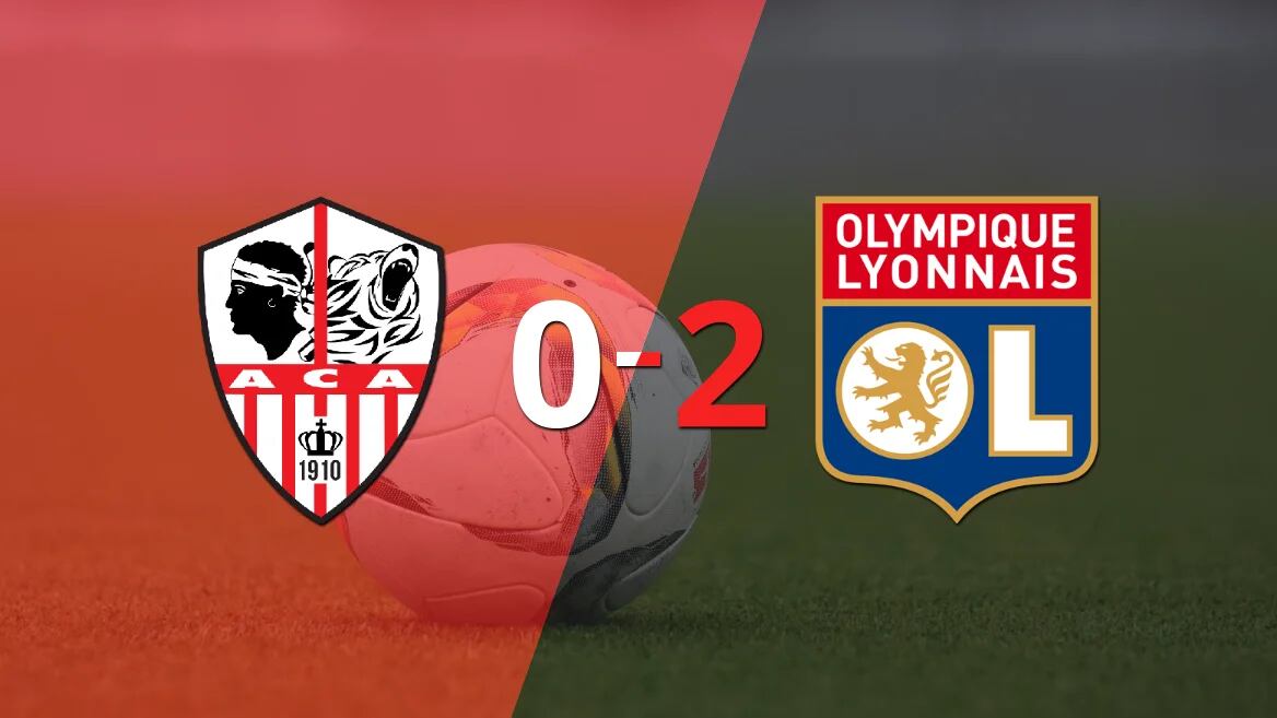Olympique Lyon, de visitante, derrotó 2-0 a Ajaccio AC