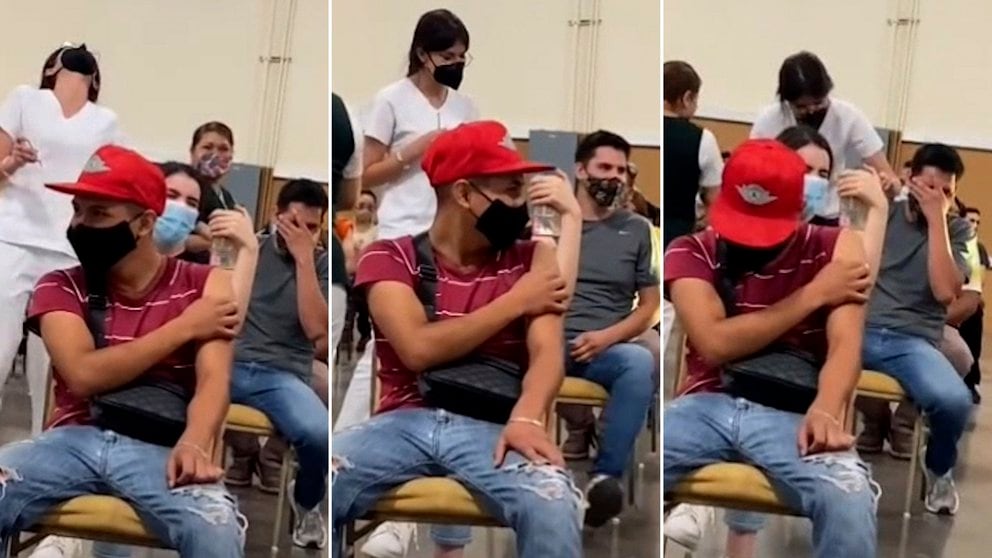 Joven grita durante la vacunación contra Covid-19 y se vuelve viral 