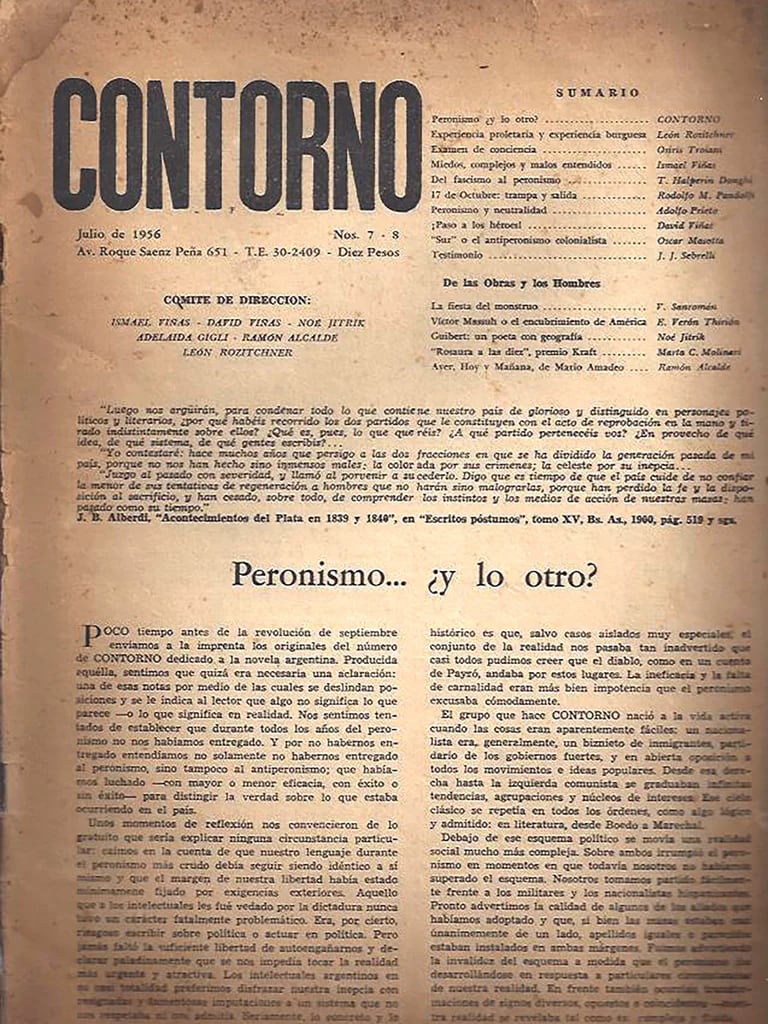 La revista Contorno, fundada por el hermano de Viñas, fue uno de sus bastiones para expresar sus ideas.