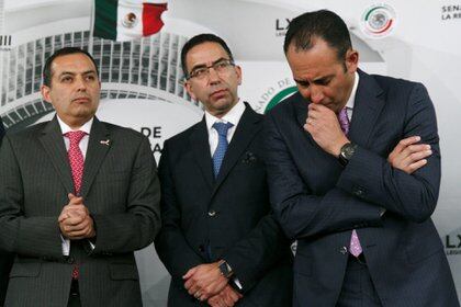 Los Senadores PAN Javier Lozano, Jorge Luis Lavalle Maury y Salvador Vega Casillas (FOTO: MOISÉS PABLO / CUARTOSCURO)