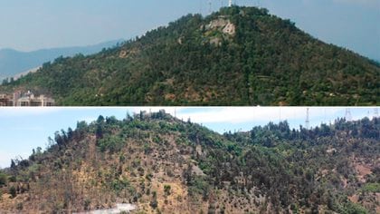 Cerro San Cristóbal y el avance de la sequía en 10 años