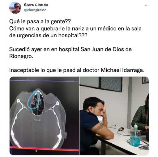 Rejet de l'agression d'un médecin à Rionegro, Antioquia. Capture d'