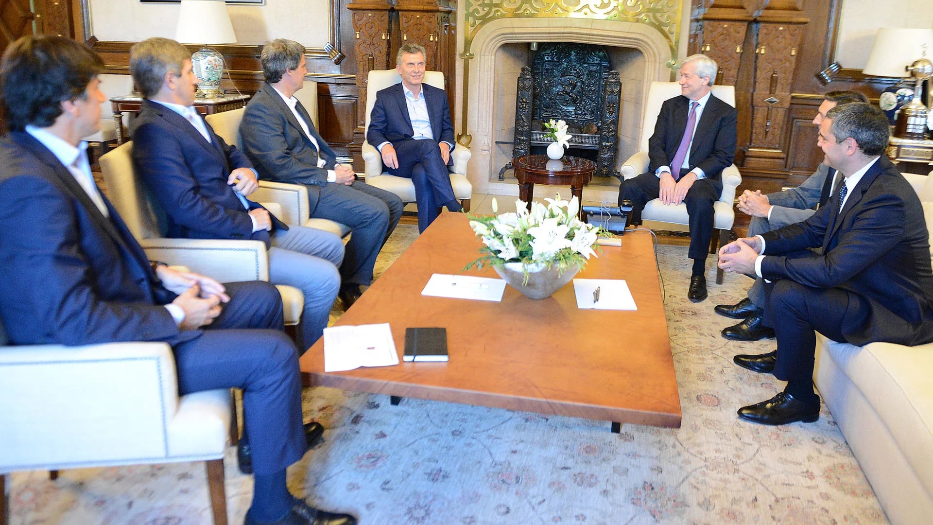 Mauricio Macri con el CEO de JP Morgan Chase, James Dimon, el año pasado.