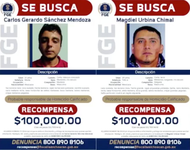 Presuntos responsables del homicidio de Armando Linares. Foto: Fiscalía General del Estado de Michoacán
