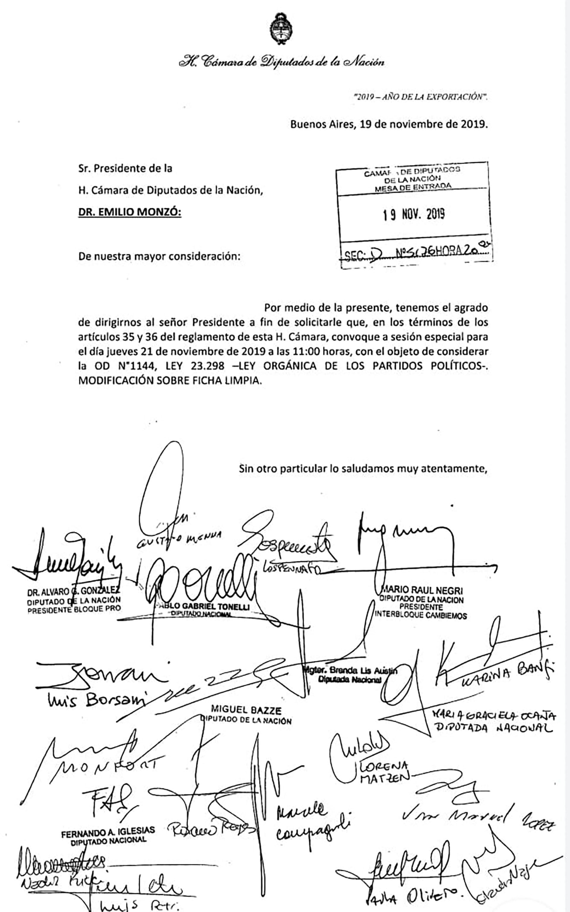 El pedido de Cambiemos para la sesión especial del jueves 