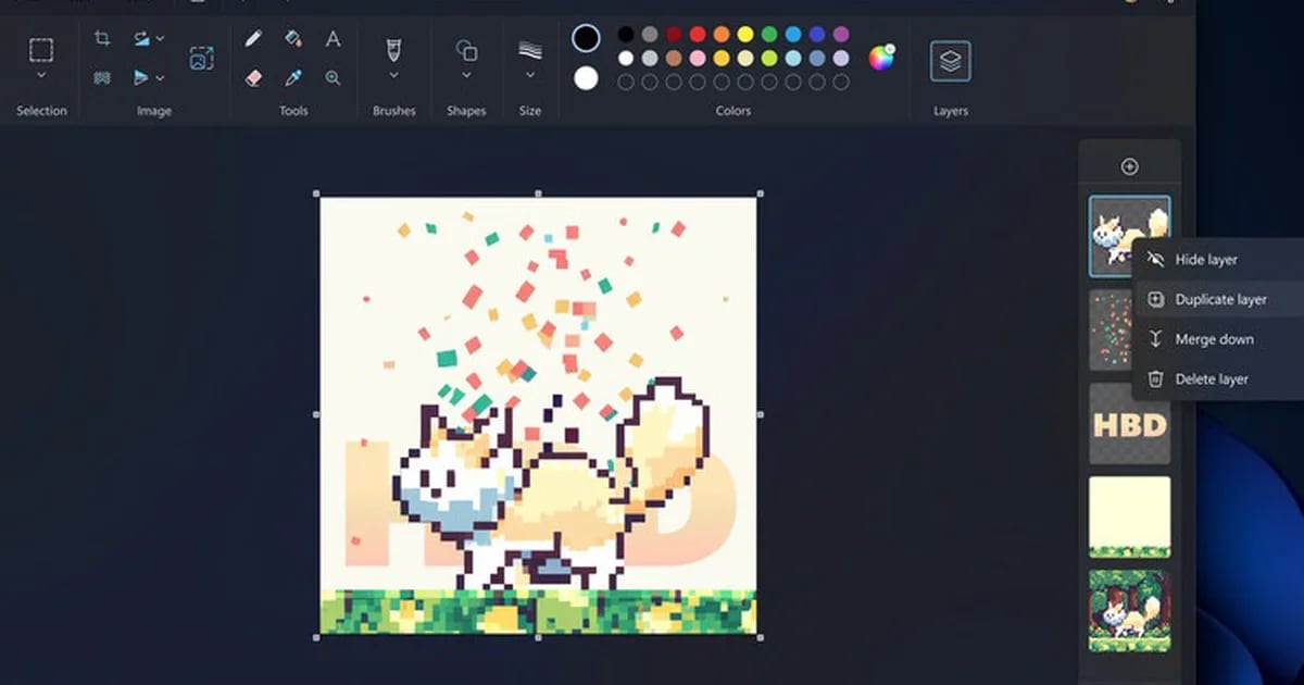 The new version of Paint adds Photoshop functionality