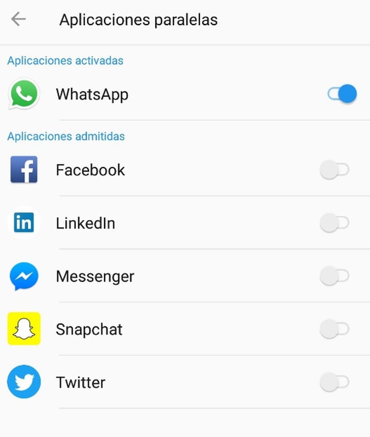 La opción “Aplicaciones paralelas”permite tener dos cuentas de WhatsApp en el móvil.