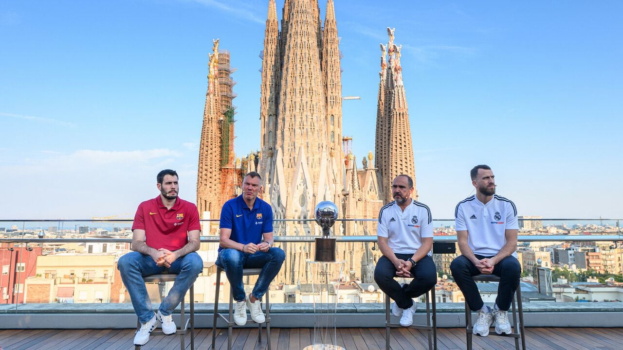 Álex Abrines, Sarunas Jasikevicius, Chus Mateo y Sergio Rodríguez, en la presentación de la final de la ACB.