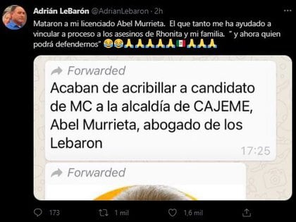 Algunos usuarios aseguraron que los emojis utilizados fueron un error debido a la gravedad de la noticia (Foto: Twitter/@AdrianLebaron)