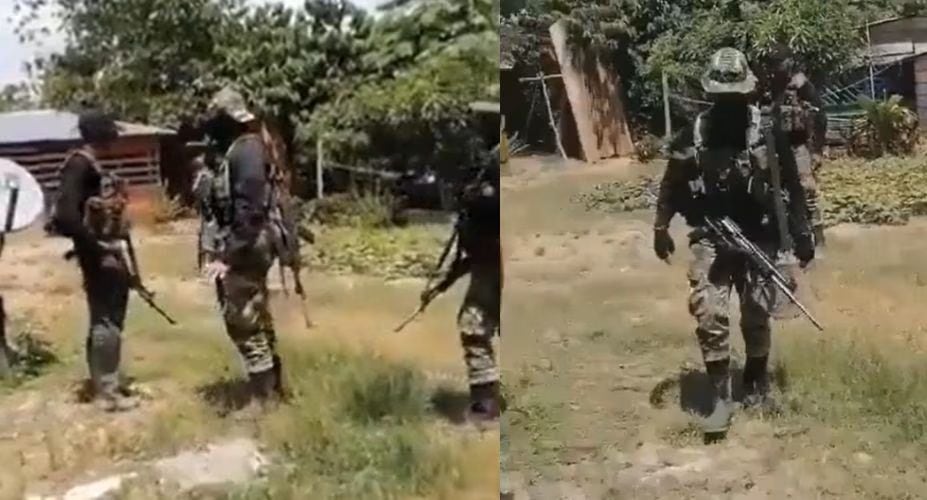 Imágenes de algunos de los militares que encapuchados intimidaron a la población de Tierralta, Córdoba - crédito capturas de pantalla