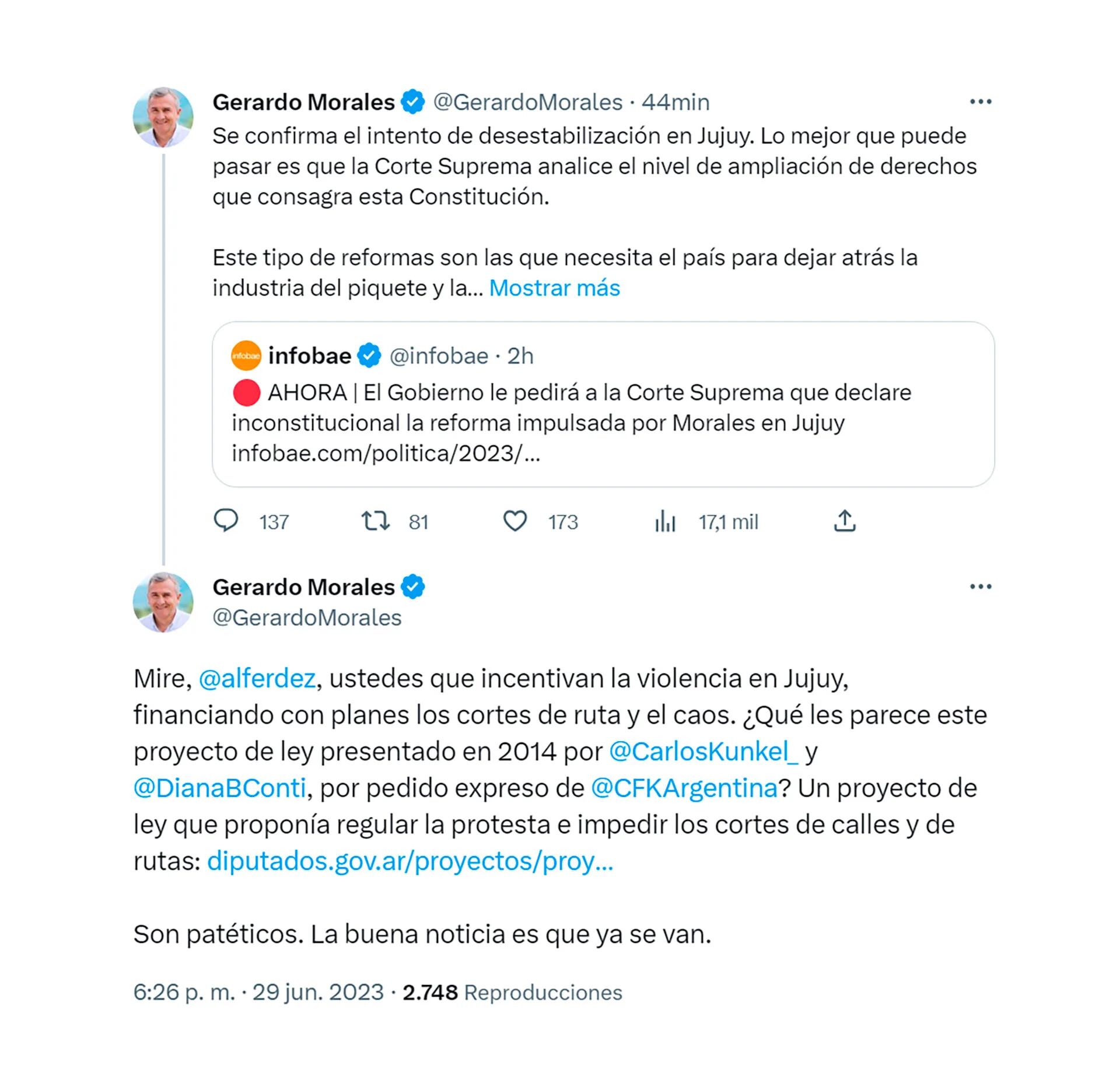 Gerardo Morales's response