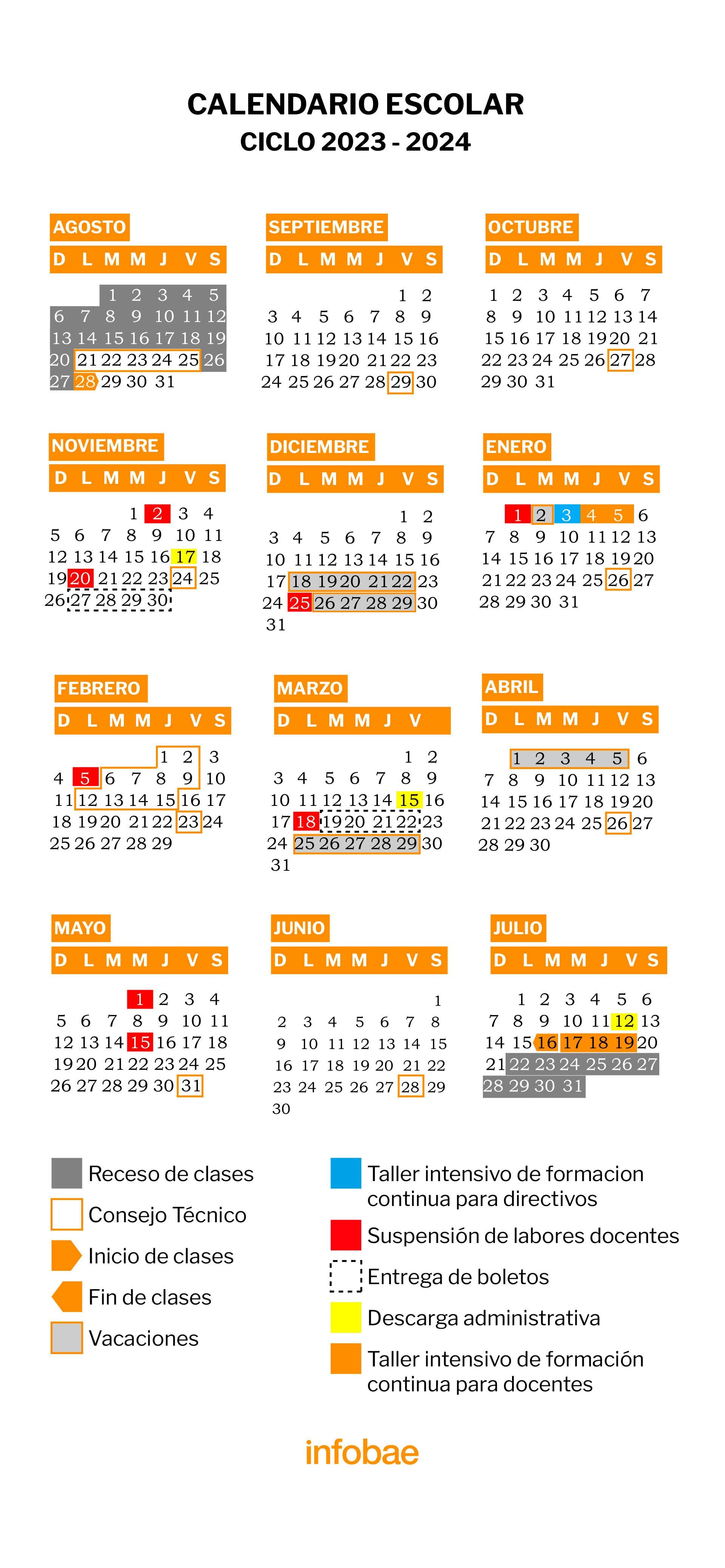 Este es el calendario oficial de la SEP. (Foto: Jovani Pérez)
