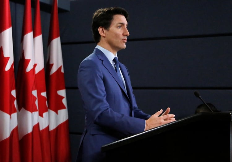 El primer ministro canadiense Justin Trudeau durante una conferencia de prensa este jueves en Ottawa (REUTERS/Patrick Doyle)