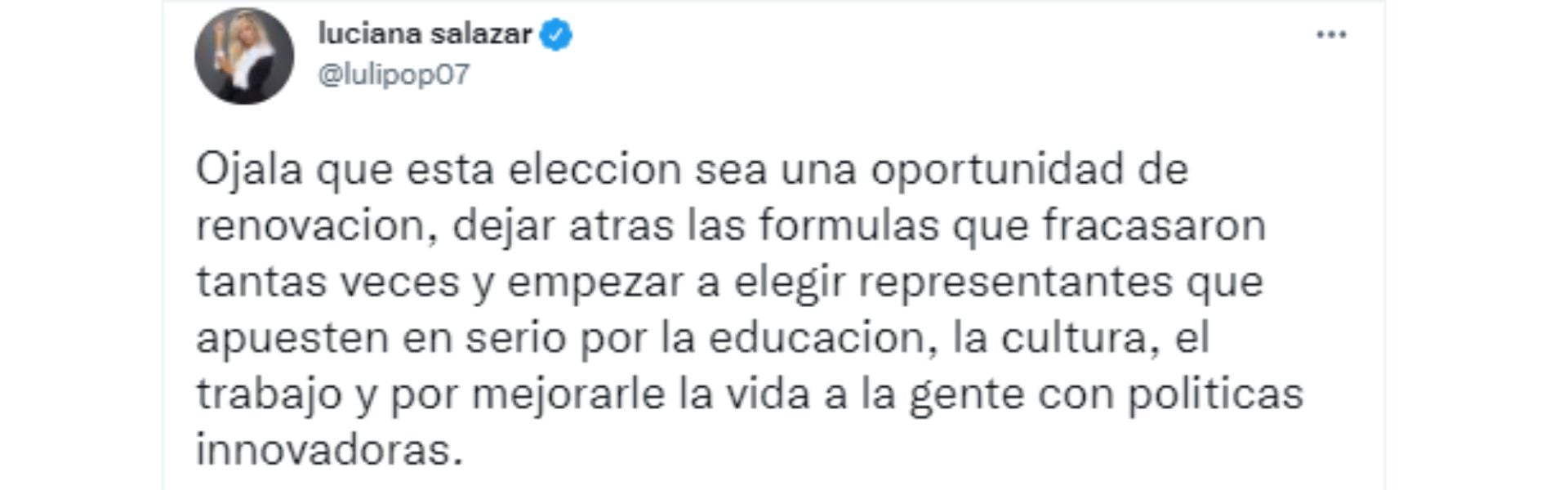 Luciana Salazar no tuvo filtro a la hora de hablar de las elecciones