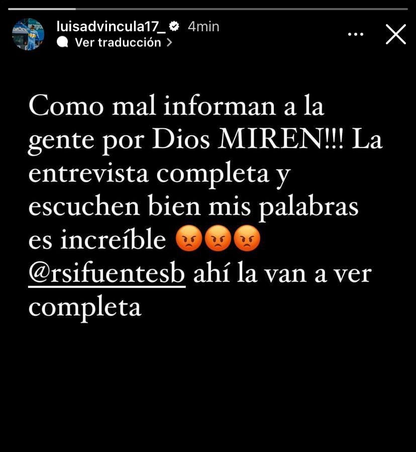 Luis Advíncula mostró su molestia en Instagram por los comentarios sobre su posible retiro del fútbol.