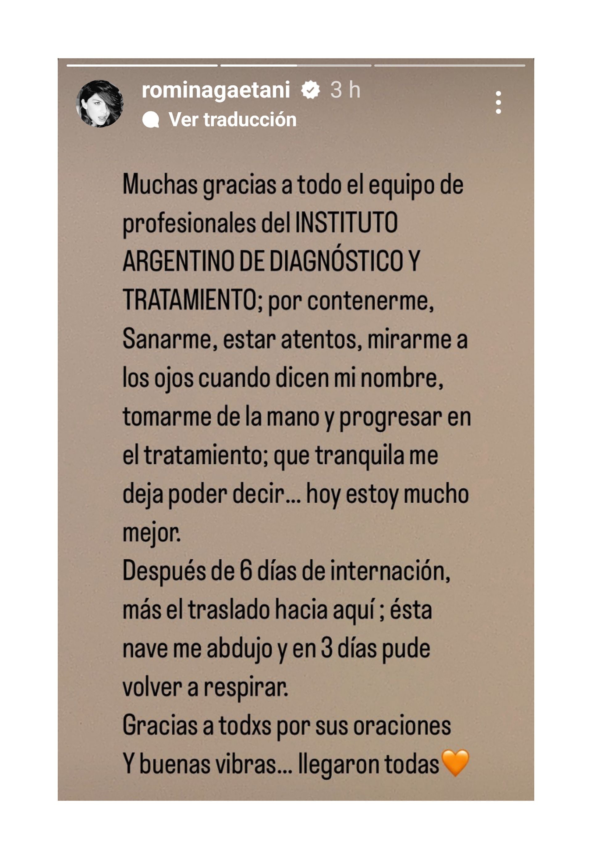 La nueva publicación en Instagram de Romina Gaetani