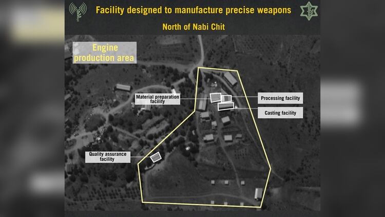 Imágenes satelitales de las FDI del centro de fabricación de misiles de Hezbollah en el Líbano