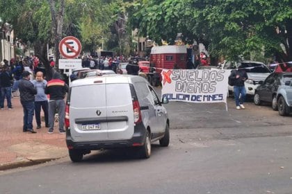 La manifestación de policías en la provincia de Misiones, donde finalmente acordaron un aumento salarial