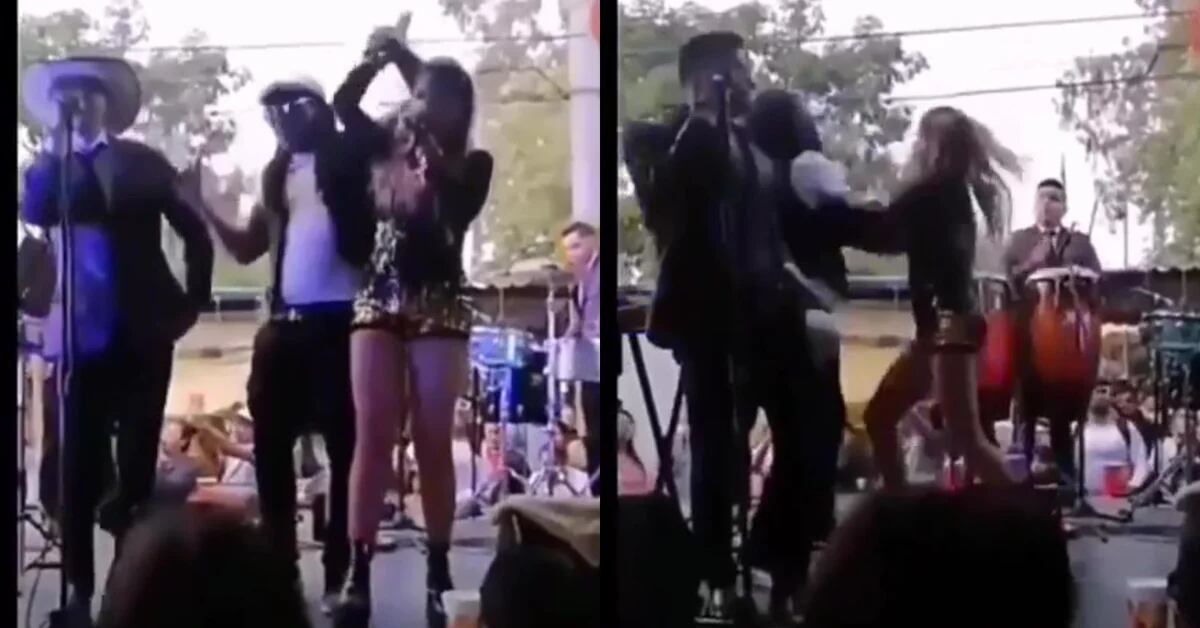 A man punched and touched a singer in an intimate area during a live performance