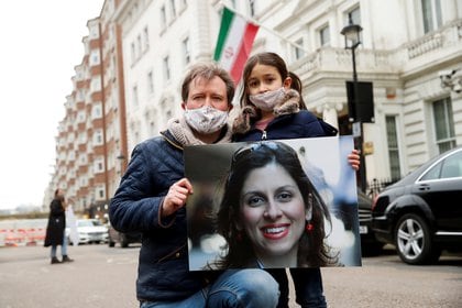 Her husband, Richard Radcliffe, and her daughter, Gabriel, are waiting for him in London (Reuters)