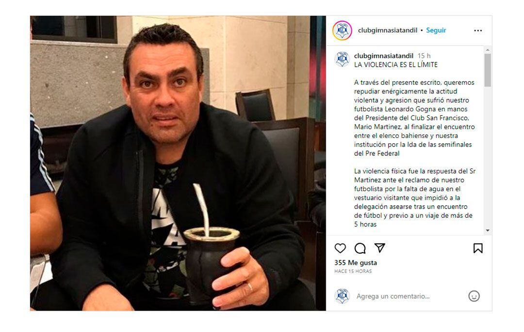 El posteo en las redes de Gimnasia de Tandil, que "escrachó" al papá de Lautaro Martínez