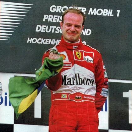 Emocionado por su primer triunfo en la F1, en Alemania 2000 (Archivo CORSA)