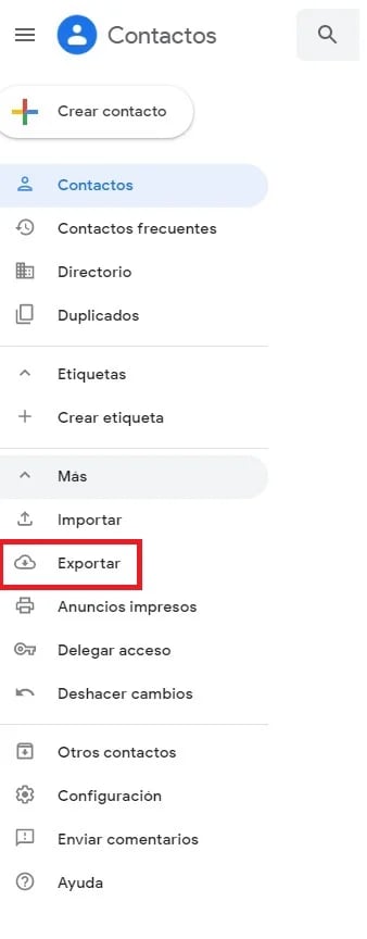 El primer paso es exportar la agenda de contactos vinculadas al Gmail que se dejará de usar.