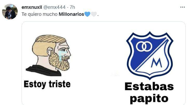 Los mejores memes que dejó la victoria de Millonarios ante Junior en la final de la Copa BetPlay. Imagen: @emx44.