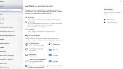 Concentration Assistant in Windows 10