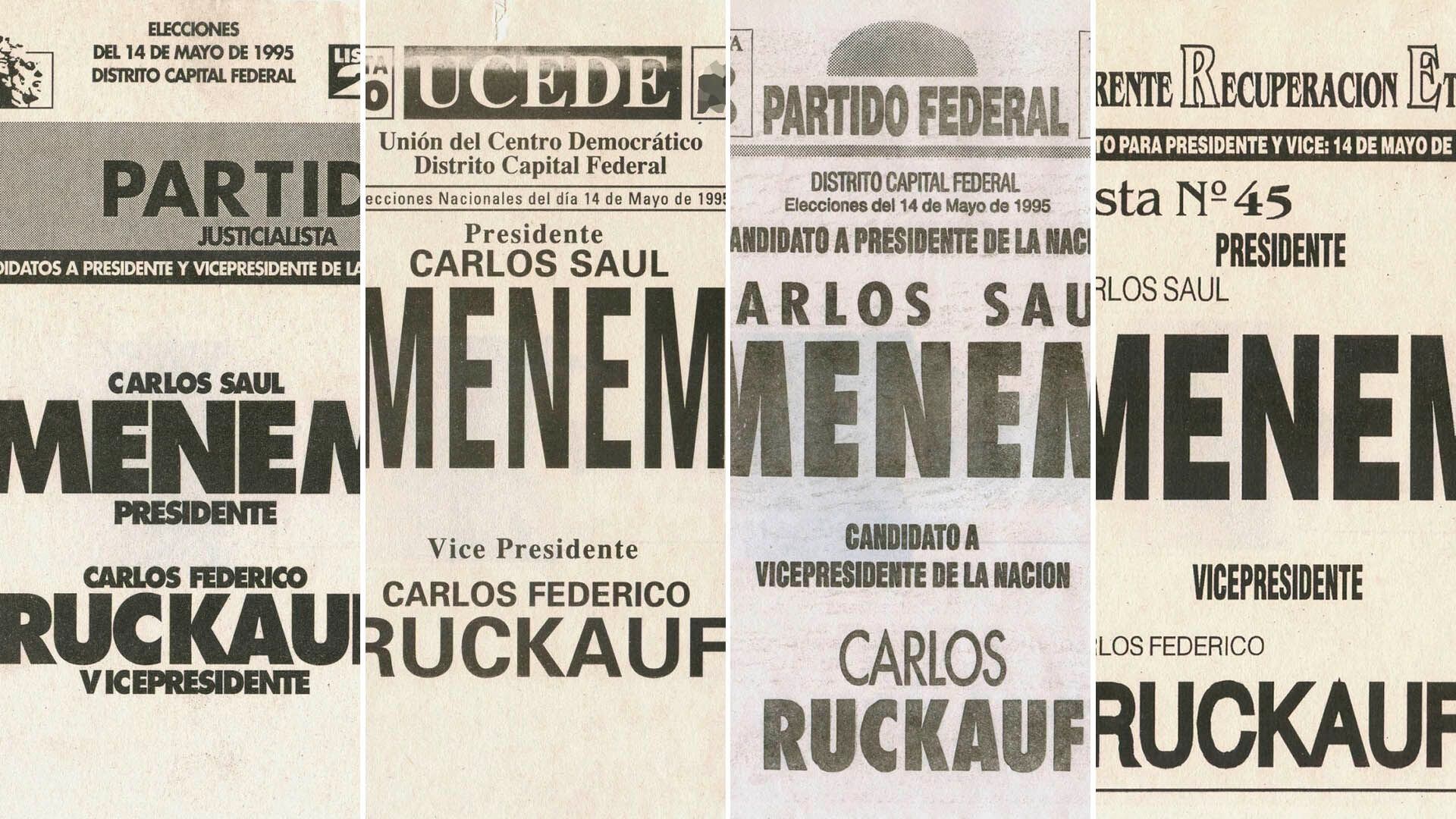 Los cuatros boletas con las que Menem consiguió la reelección en 1995