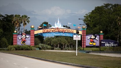 La entrada al Walt Disney World Resort, el complejo donde volvió a jugar la NBA (Charlotte Kesl/Bloomberg)