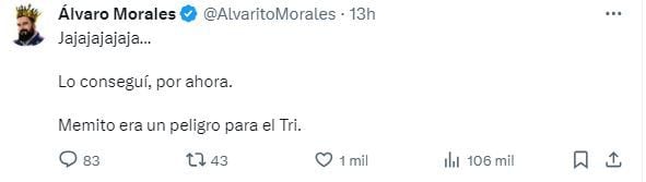 Así fue la celebración de Morales tras el anuncio de que Memo no jugaría la Copa América. (X / AlvaritoMorales)