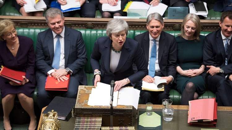 La premier Theresa May, ante el Parlamento británico (AFP)